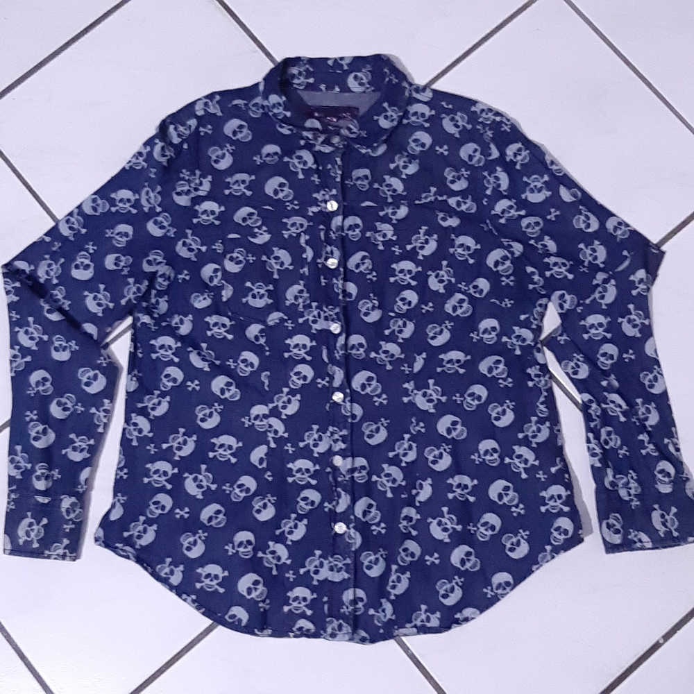 Almost Famous Denim Shirt Caravels Print